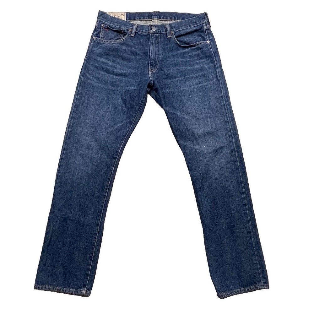 Vtg Polo Ralph Lauren Hampton Straight Jeans Mens 33x32 Dark Wash Blue RL Y2K